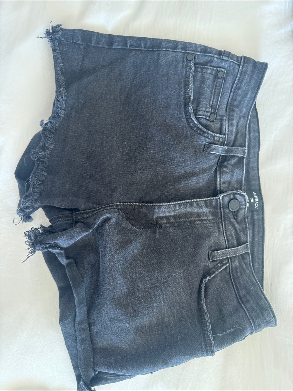 Just Black Black Frayed Hem Denim Jean Shorts